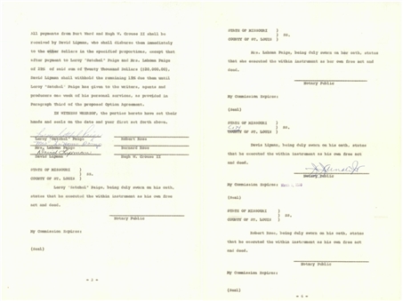 Satchel Paige Signed 5-Page 1970 Movie Contract for "Maybe Ill Pitch Forever" (JSA)